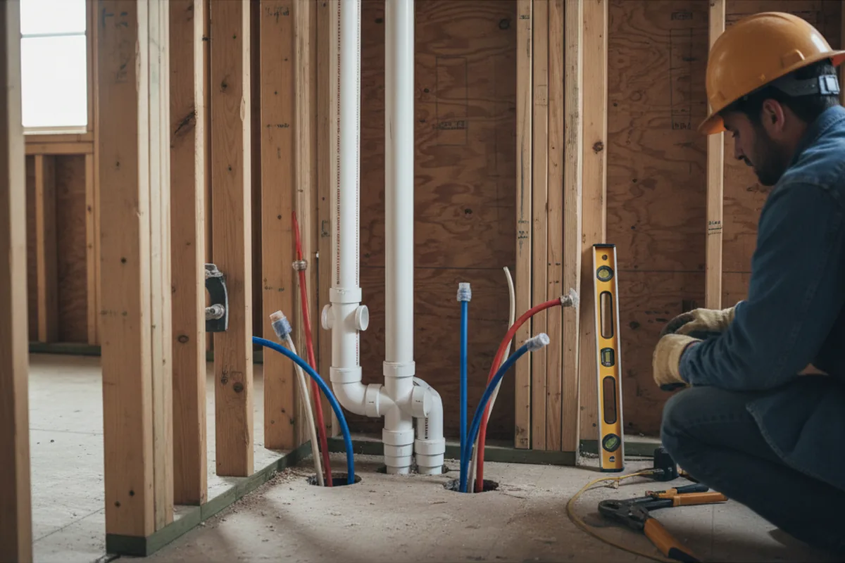 Drain and supply rough-in during Leak Detection in Santaquin